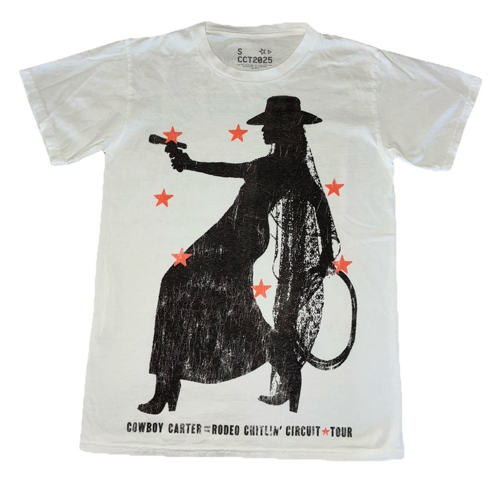 Beyonce Most Wanted Tee S White Cowboy Carter Tour 2025‎ Merch NEW *spot
